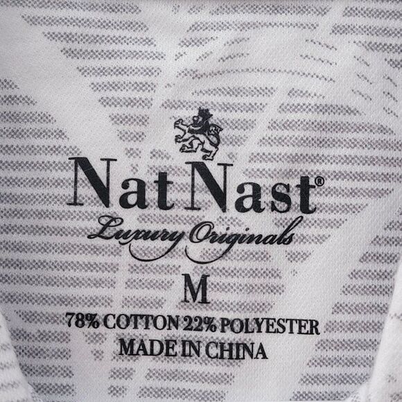 Nat Nast Shirt Mens M Polo Golf Ombre Gray Floral Short Sleeve Resortwear - Picture 5 of 8